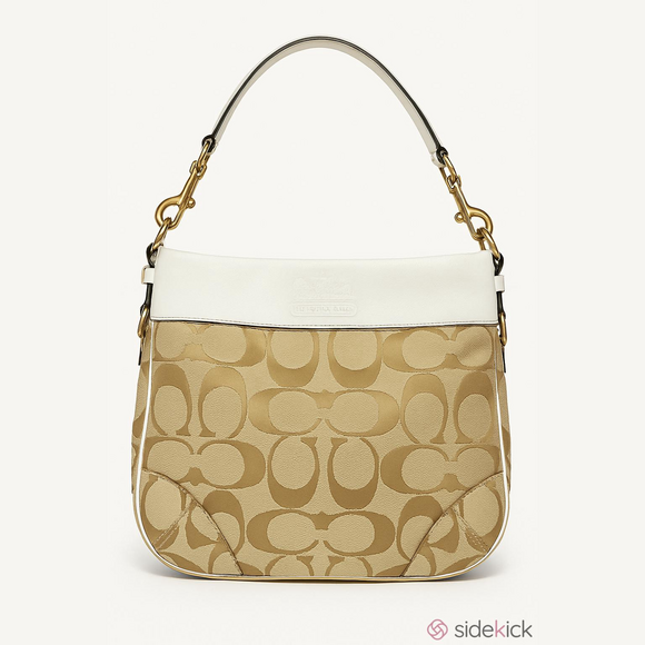 Coach Handbags - Coach Zoe cream tan white logo horse & carriage Signature C medium tote bag